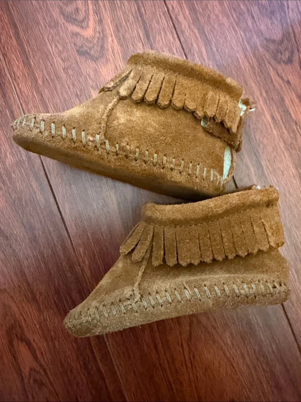 Minnetonka Kids Brown Suede Fringe Moccasin Boots